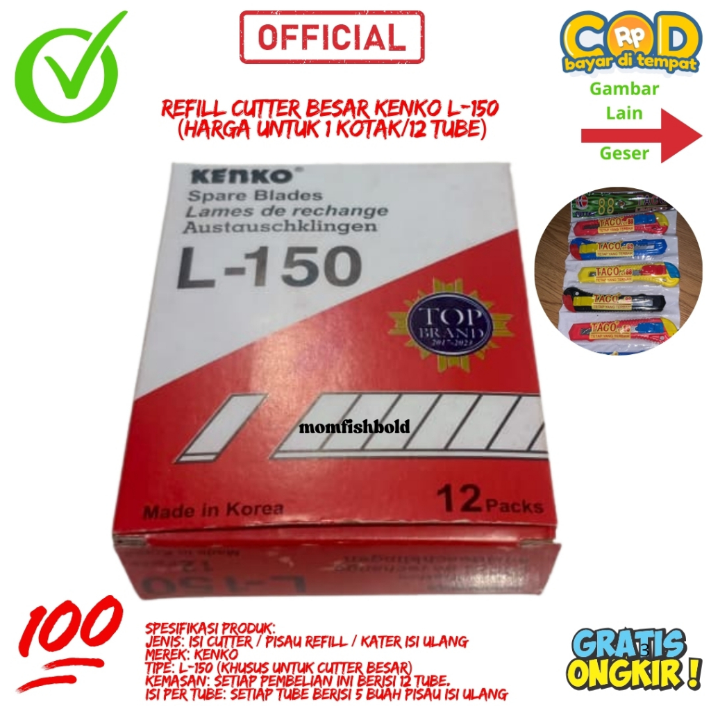 

Isi Cutter Besar Kenko L-150 (Harga Untuk 1 Kotak/12 Tube)
