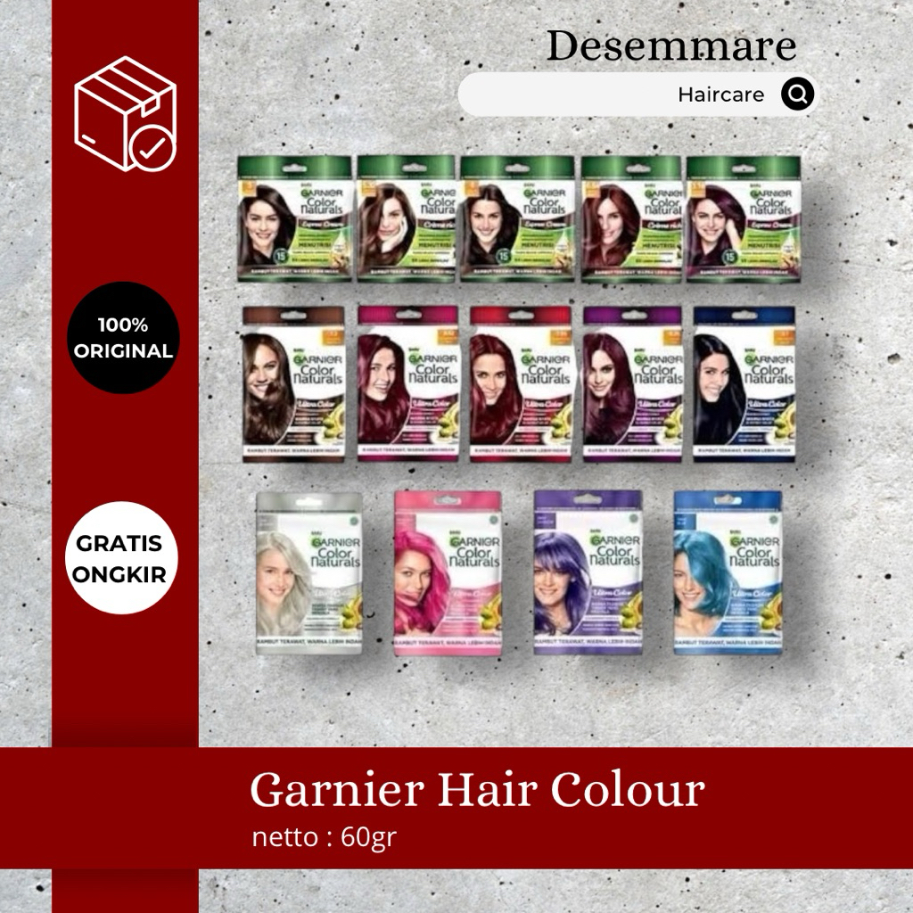 (Ready Lengkap) Garnier Hair Color Pewarna Rambut Coloring Rambut Hair Colour Ash Blonde True Blue C