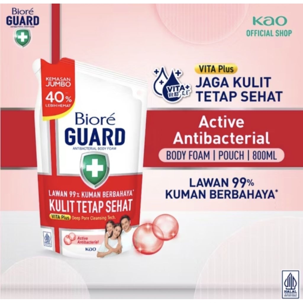 Biore Guard Sabun Mandi Cair Active Antibacterial refill 800ml single pack (AD's Shop) Sabun mandi c