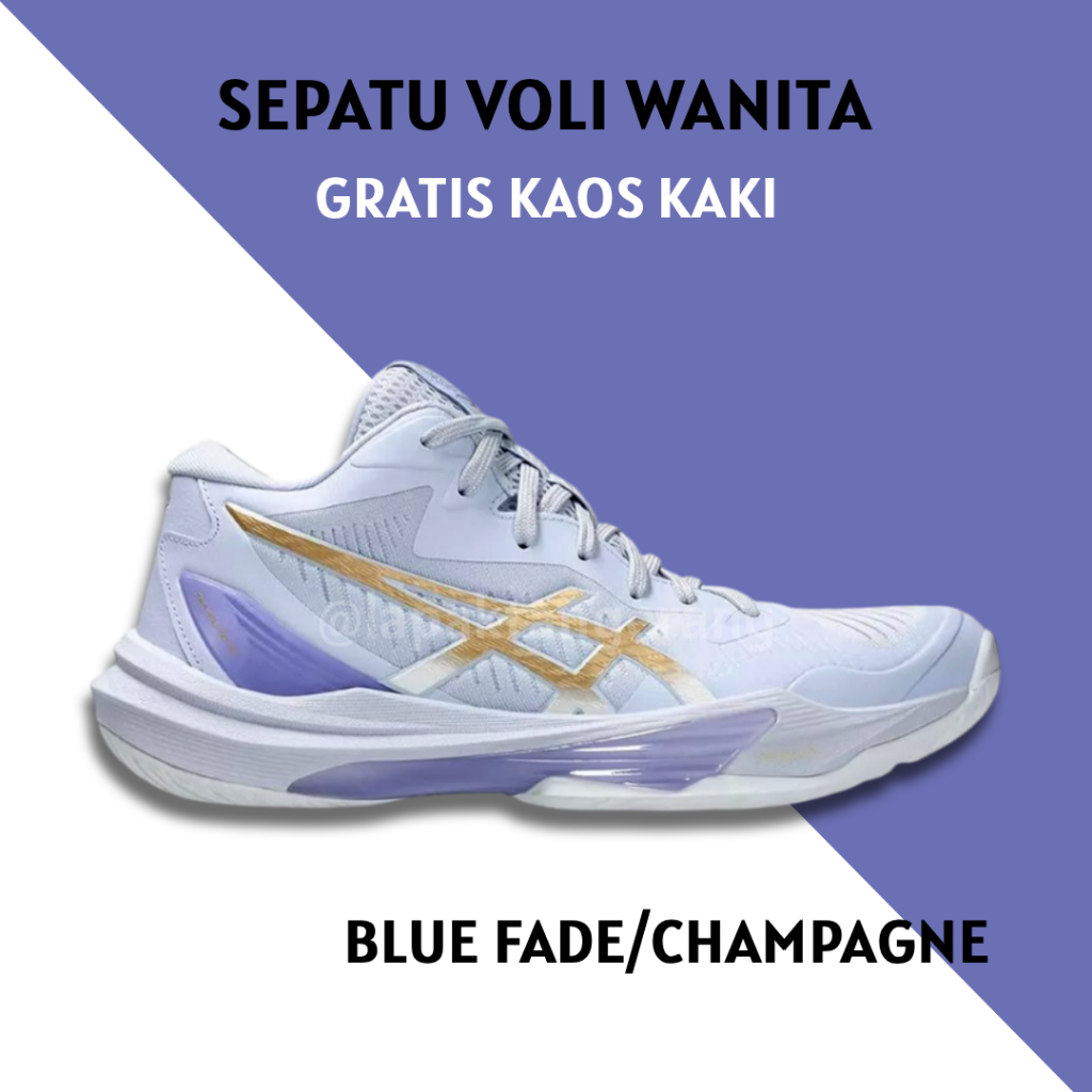 Sepatu Voli Wanita Ukuran 37 38 39 40 41 Putih Ungu Model Mid Sky Elitee Sepatu Voli Grade Original 
