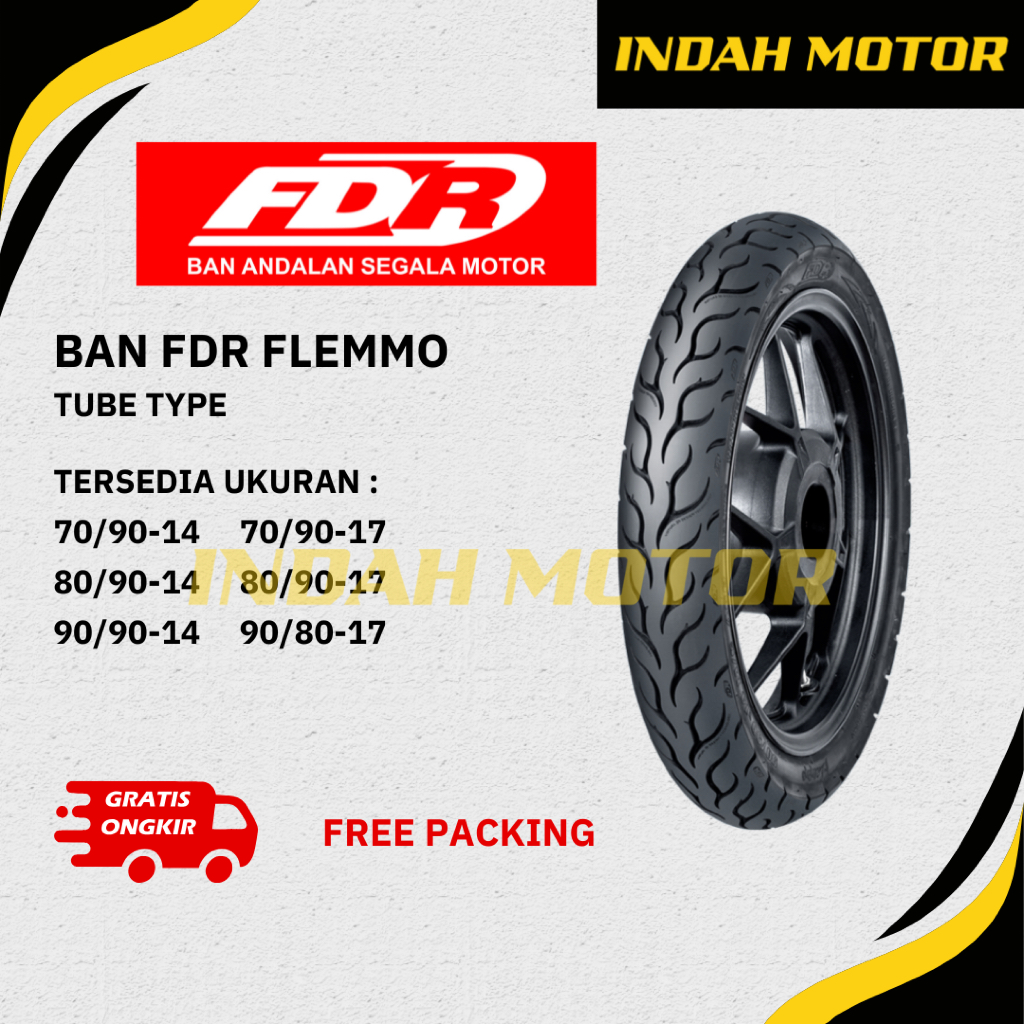 Ban FDR FLEMMO | Tube Type | Ring 14 DAN Ring 17 | 70/90 | 80/90 | 90/80 | Ban Luar Motor