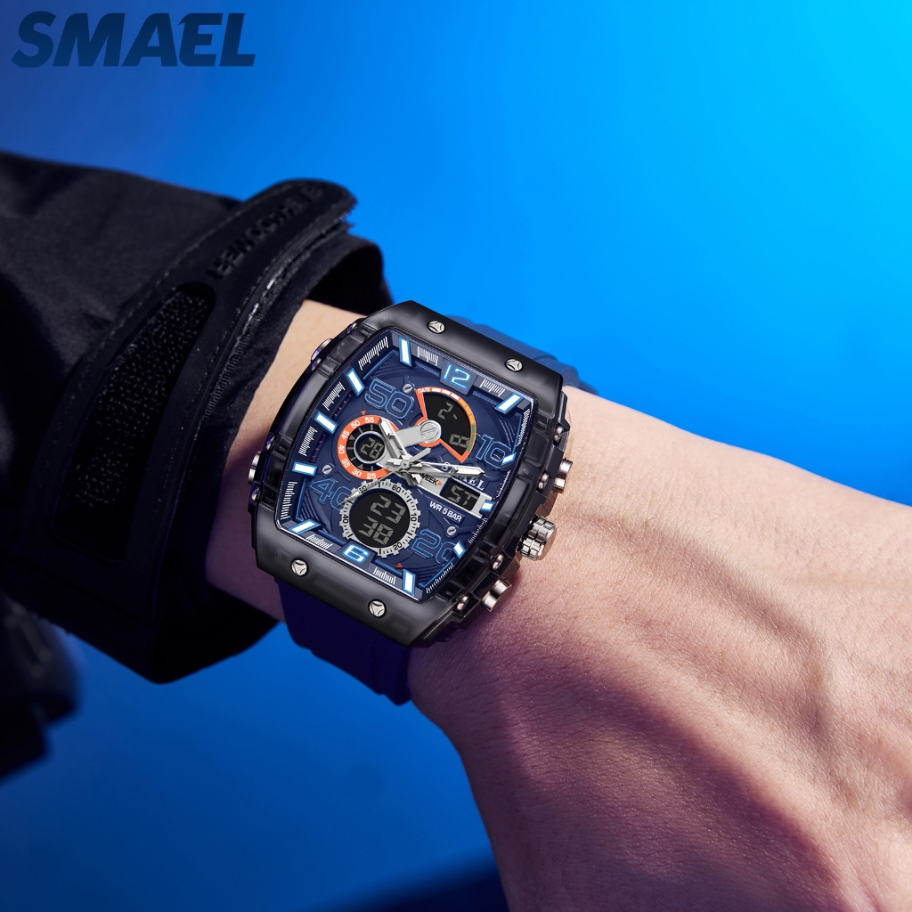 SMAEL 8109  Hitam,Emas hitam,Hijau Tua,Jam tangan pria terbaru,jam tangan olahraga,jam tangan pria t