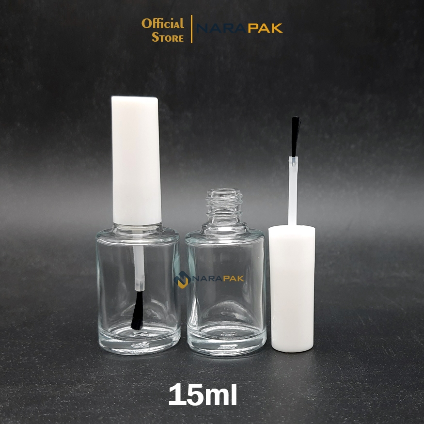 Botol Kutek 15ml Kaca Tabung Tutup PUTIH Botol Henna Kemasan Cat Kuku Nail Art 15PJ