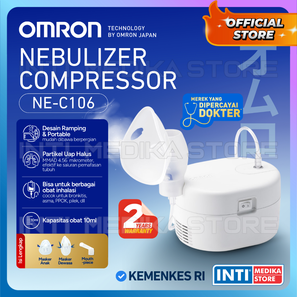 OMRON - Nebulizer Compressor NE C106 | Alat Terapi Uap Pernafasan