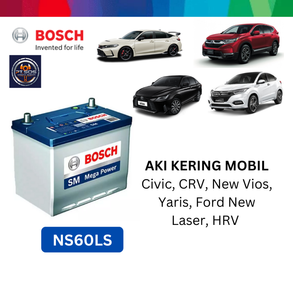 Aki kering / Accu Mobil BOSCH NS60LS 46B24LS 12V 45ah CRV, HRV, New Vios, Yaris, New Civic, Odissey