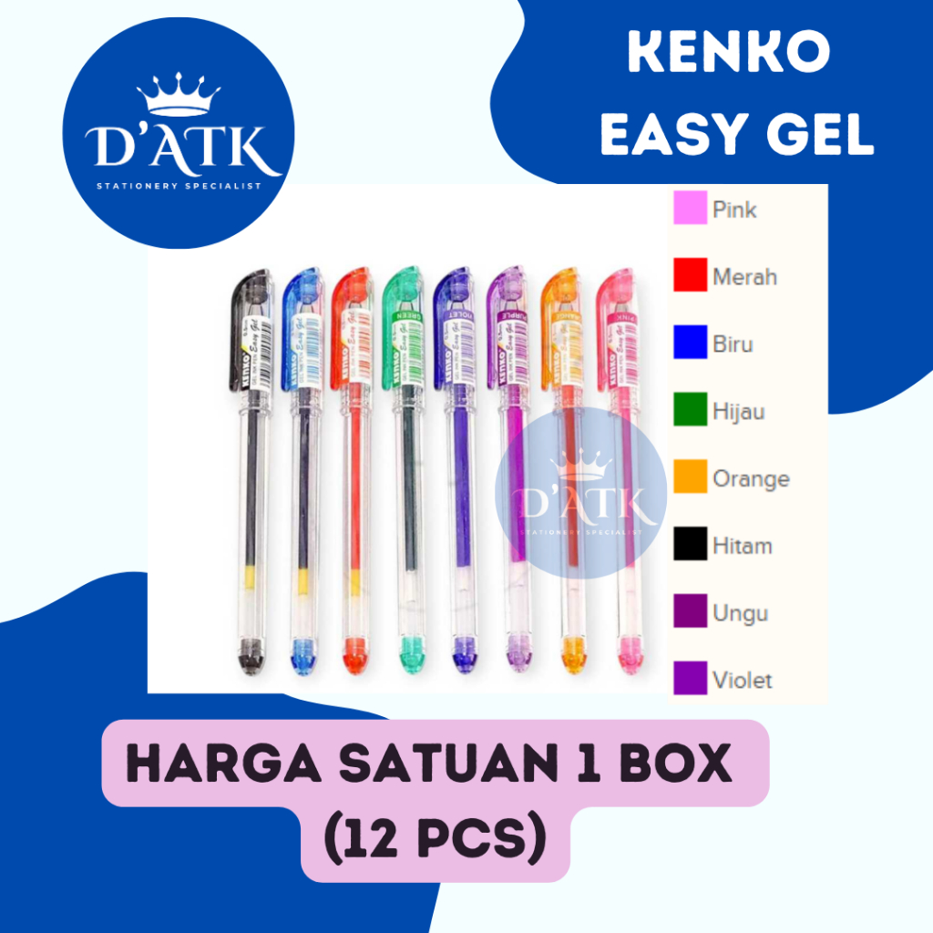 

Pulpen Kenko Easy Gel 0.5mm 1pack / 12pcs (FULL COLOUR) Hitam Biru Pink