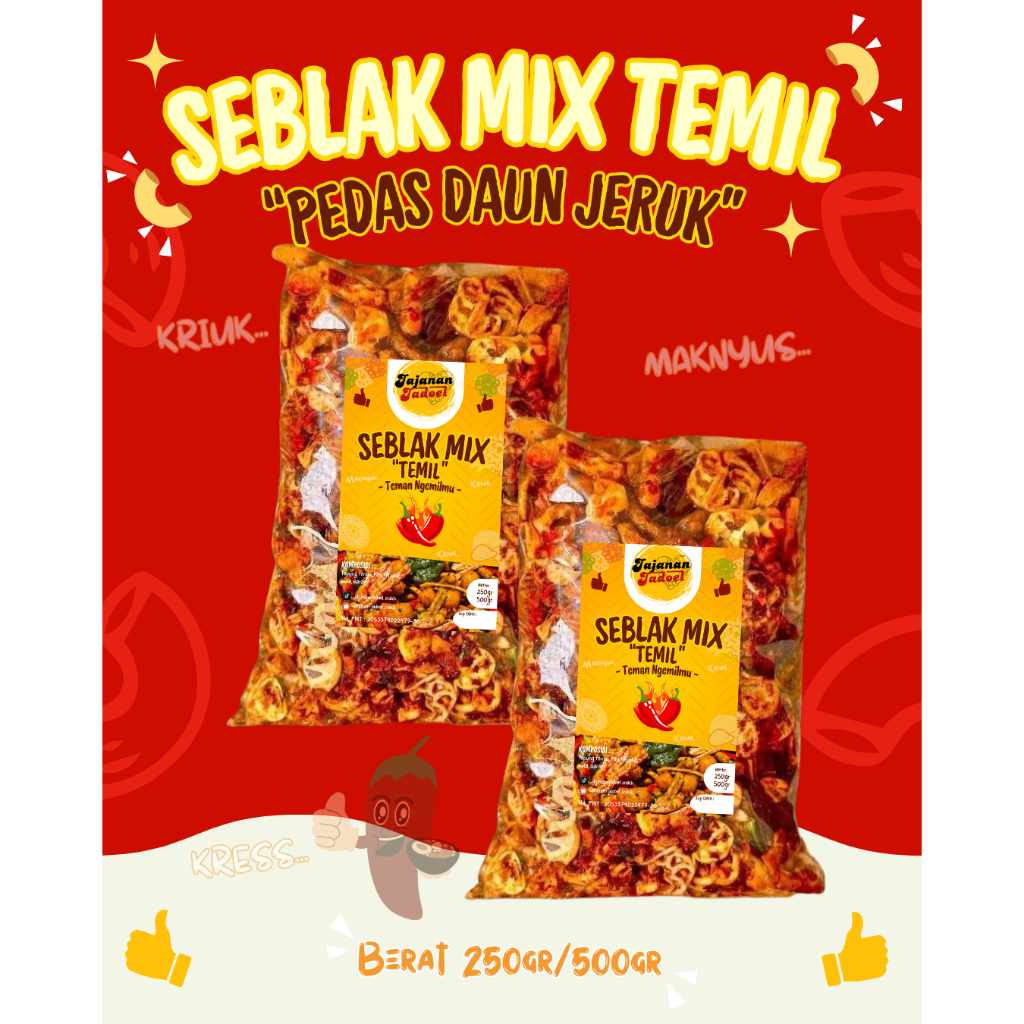 

Seblak Mix Temil ✨ Teman Ngemilmu ✨ 250gr/500gr "PEDAS DAUN JERUK" Gurihnya Nampol!, Kressnya Nagih!