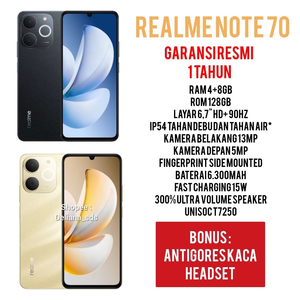 Realme Note 70 4/128 4+8/128 12/128 Garansi Resmi 1 Tahun Realme Note 70 4+8/128 Realme Note 70 12/1