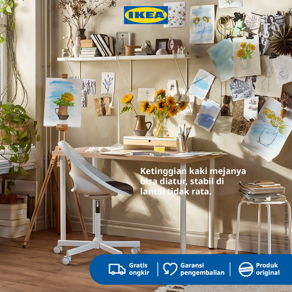 IKEA LAGKAPTEN/ADILS Meja Minimalis Berkualitas Efek Kayu Oak/Putih 120x60 cm