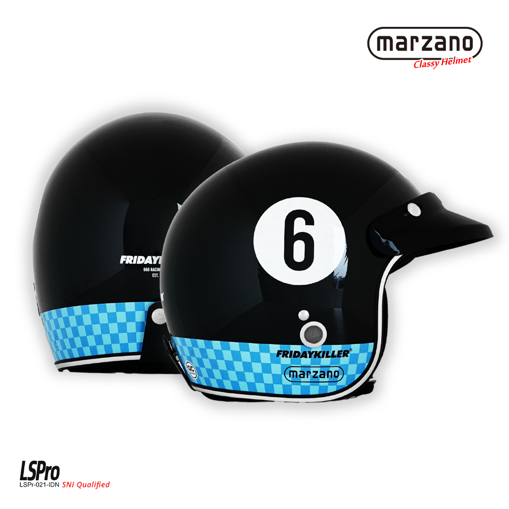 Helm Retro Marzano X Friday Killer - 666 RACING BLACK
