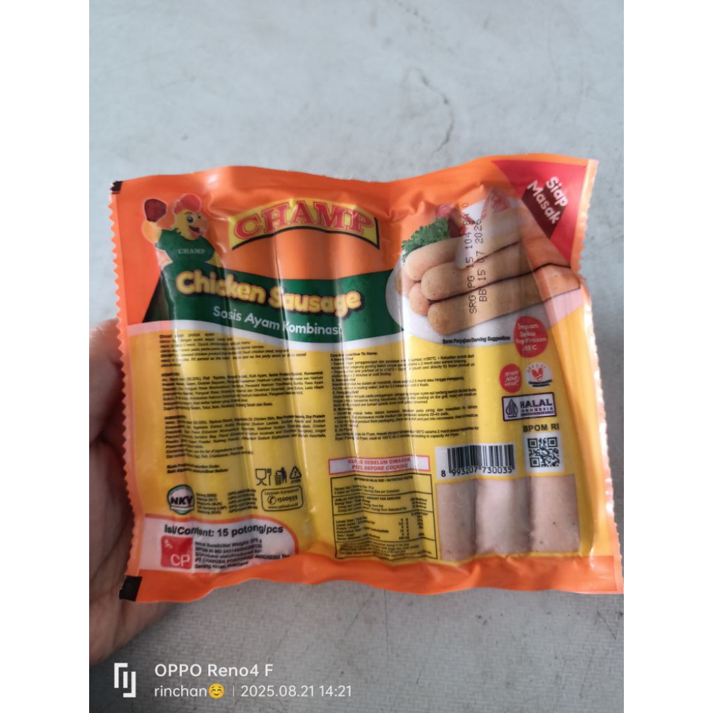 

Sosis champ 375gr isi 15pcs