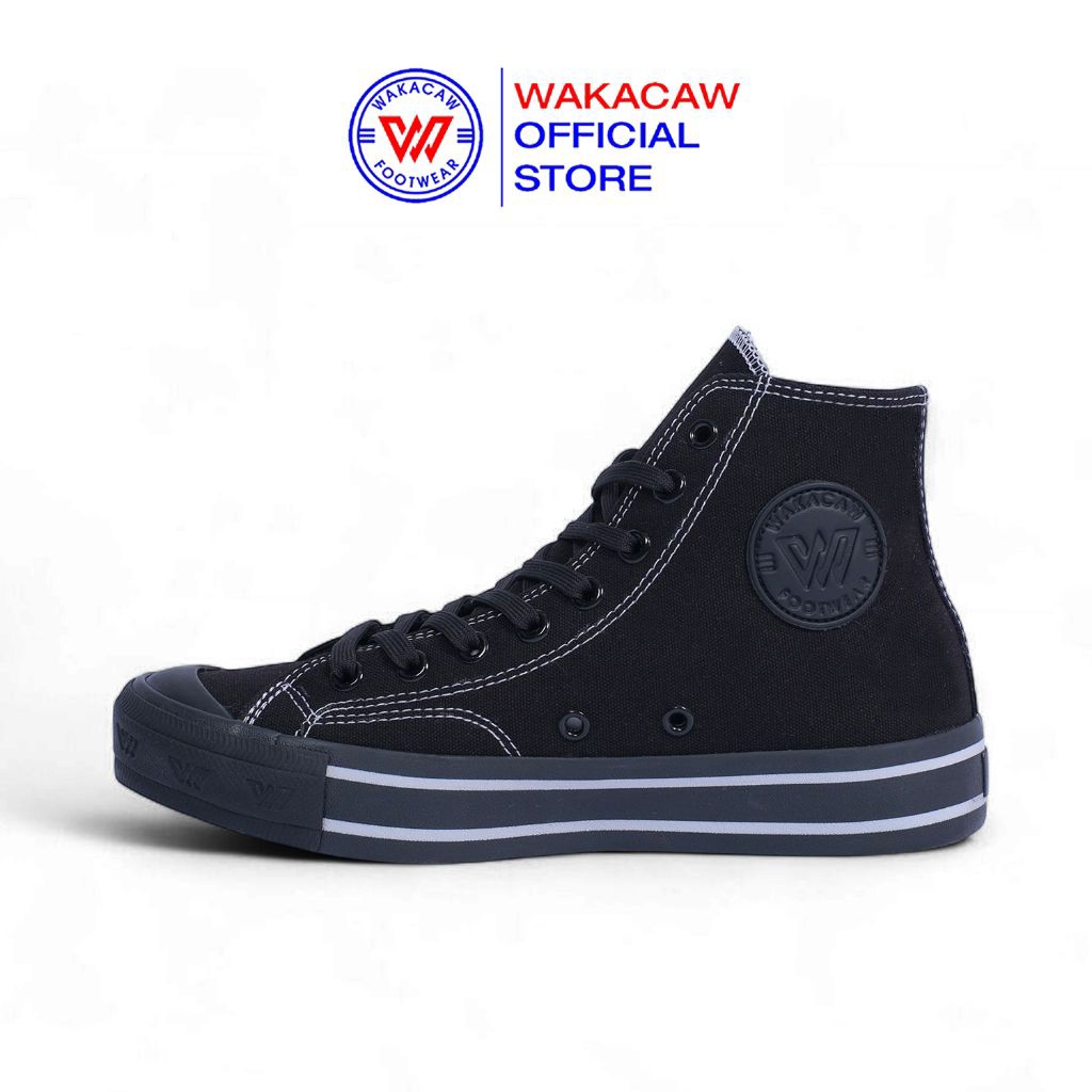 Wakacaw Footwear Retro Hi Black List - Sepatu Sneakers Sekolah Pria Dan Wanita