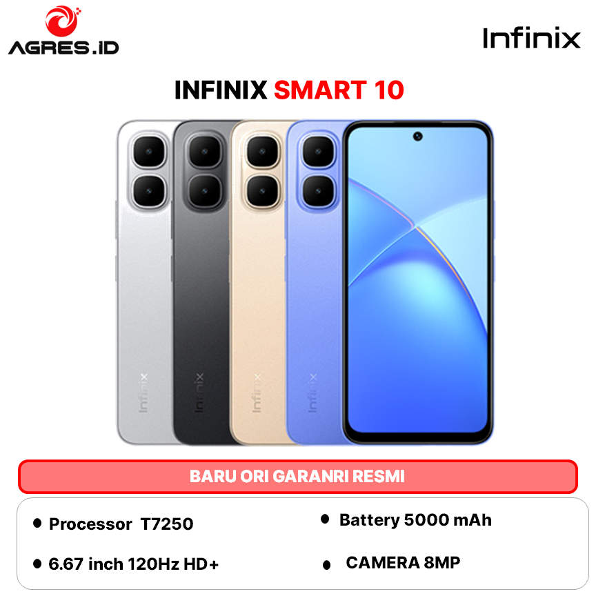 NEW - Infinix Smart 10 RAM 4/128GB - 6.67 inch 120Hz HD+ - T7250 - 5000 mAh - Up to 8GB Extended RAM