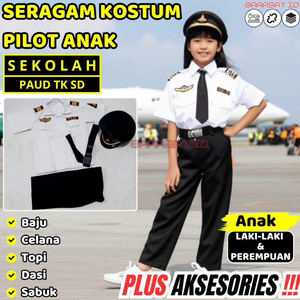 Baju Profesi Anak Pilot Laki Laki Seragam Sekolah baju pilot anak  kostum pilot anak