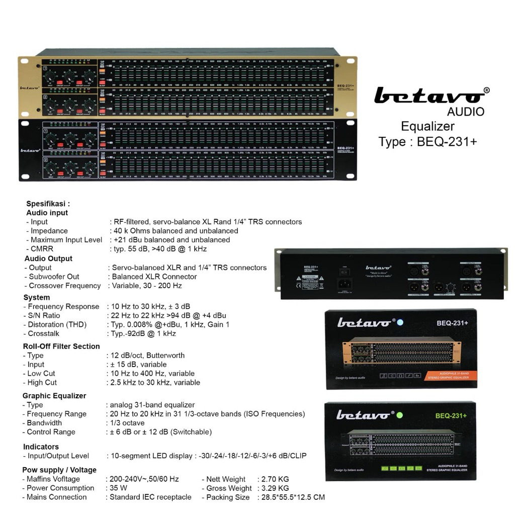Equalizer Betavo BEQ-231+ Plus Out Subwofer