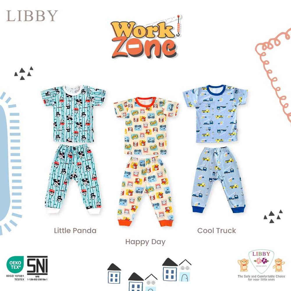 Libby BABY - RANDOM MOTIF SESUAI STOK YANG ADA-Stelan Oblong Pendek Celana Panjang  3 stel ..ukuran 