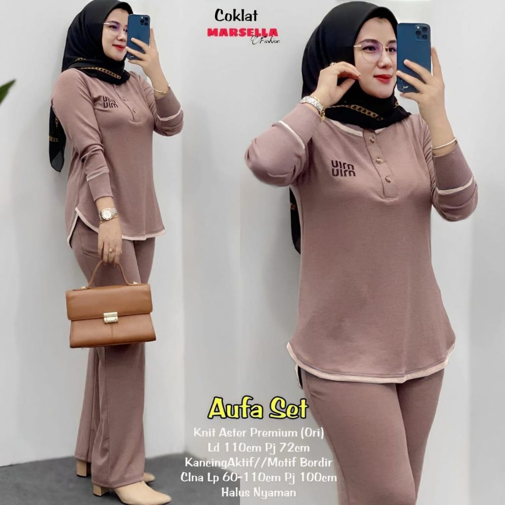 SETELAN WANITA AUFA SET BY MARSELLA • SETELAN BAJU KANTORAN • TREND FASHION SETELAN CELANA WANITA