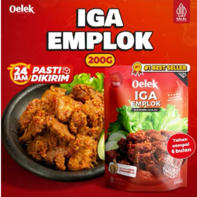 

Oelek Iga Emplok Mercon 200 gr pedes doer Lauk Siap Saji