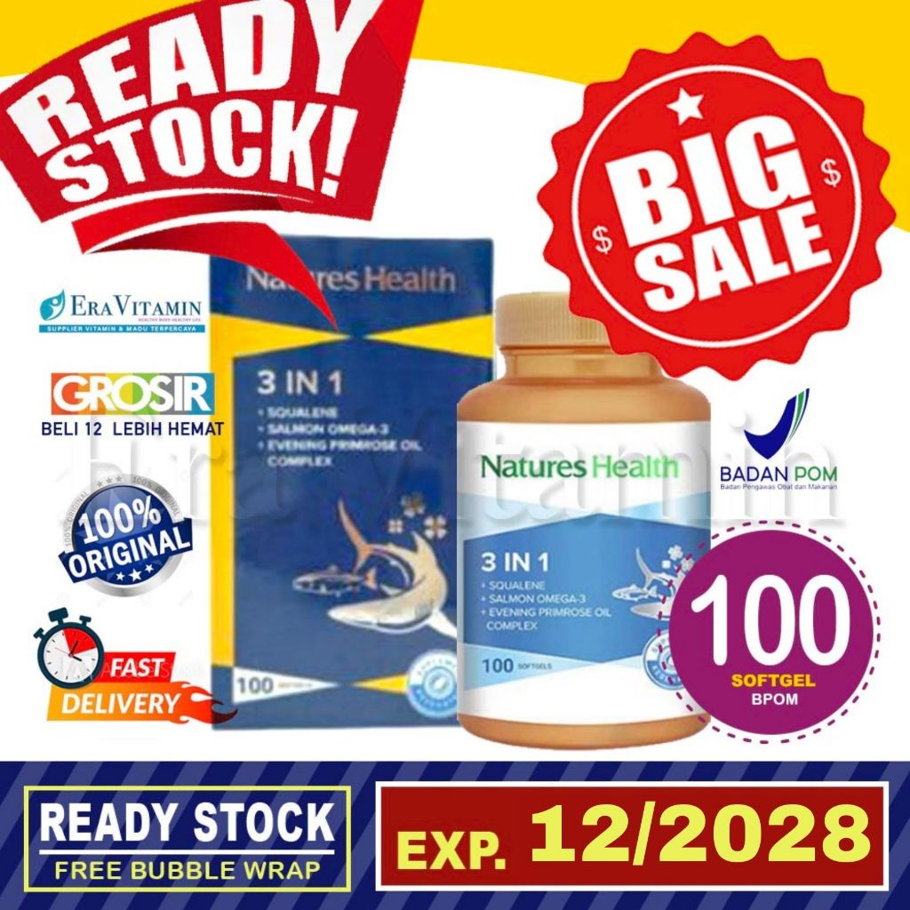 Nature's Health 3 in 1 (Squalene + Salmon Omega 3 + E.P.O) nature