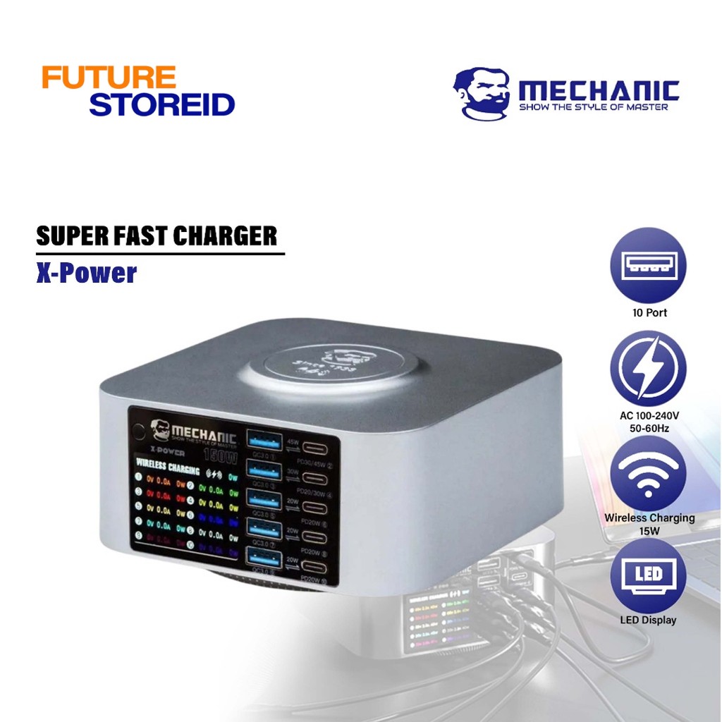 SUPER CHARGER MECHANIC X-POWER DESKTOP SUPERFAST CHARGER ORIGINAL - Superfast Smart Charging - Mecha