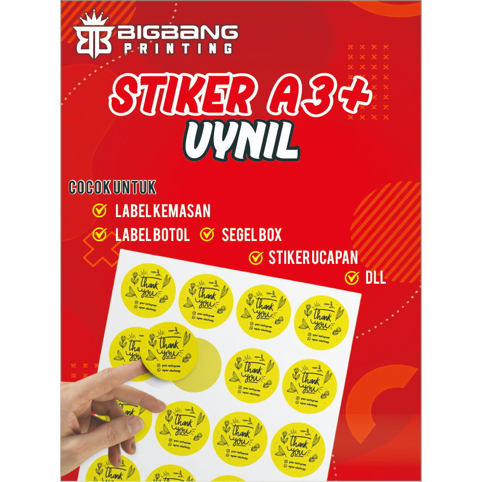 

Bigbang Printing Stiker A3+ vynil / custom/ label / cutting / satuan / grosir