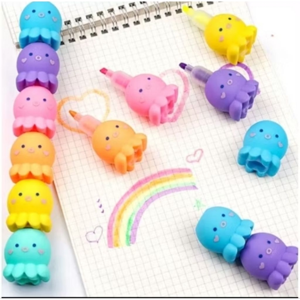 

Stabilo Pastel Lucu / Highlighter Tumpuk 1 Set / Textliner Motif Karakter Lucu