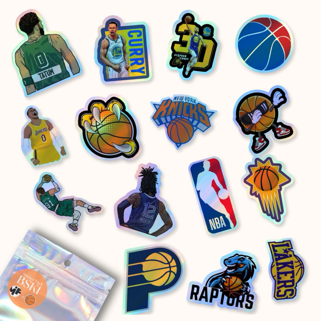 

[1 Pack] Sticker Hologram Basket Club Premium Laminasi , Stiker Hologram Basket Ball Aesthetic Isi Banyak Dekorasi Laptop Tumblr Gitar