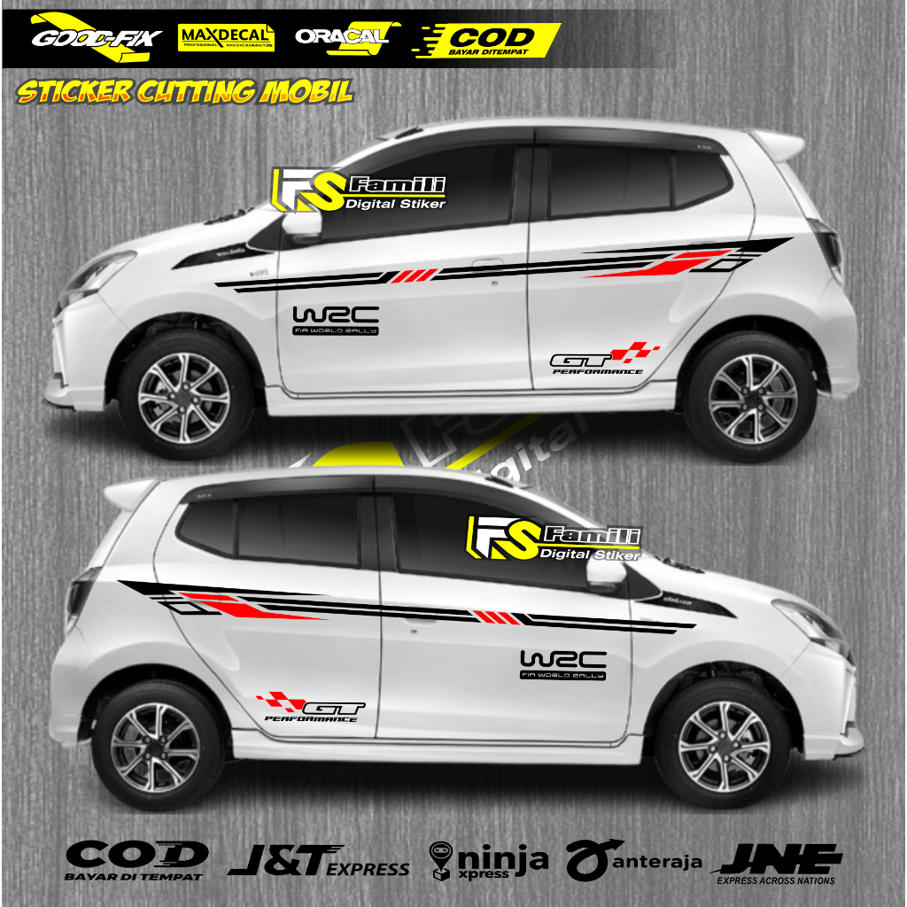 Stiker Striping Mobil R Sporty Stiker Cutting Body Samping Stiker Mobil Ayla Agya Avanza Xenia Sigra