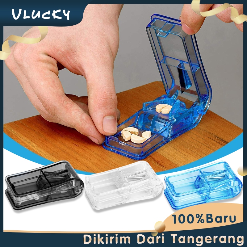 Alat Pemotong Obat Tablet Vitamin C 2 In 1 Cutter Splitter Pill Obat Pemotong Pembagi