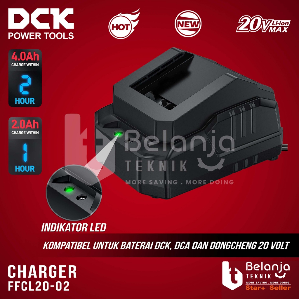 DCK Charger Battery Pengisi Daya Baterai FFCL 20 Charger 20V 2 AH FFCL20-02 2AH