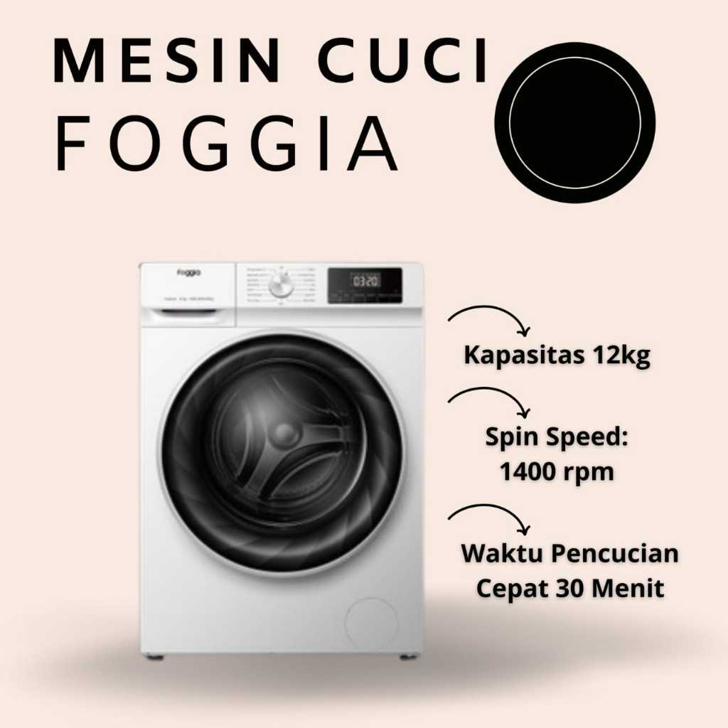 Mesin Cuci Front Loading Foggia 12 Kg