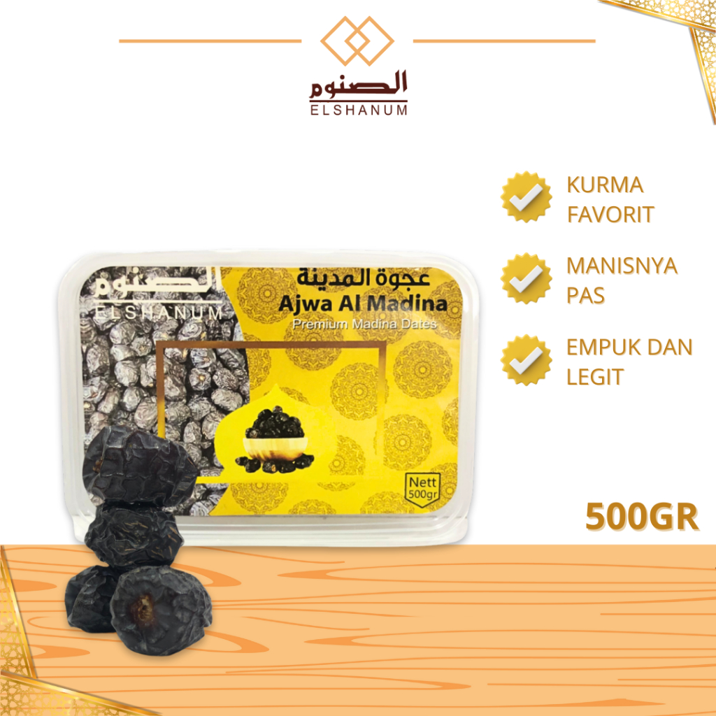 

Kurma Ajwa 500 Gram Asli 100% Original / Kurma Ajwa Original Premium / Shabani.Store / Elshanum Grup