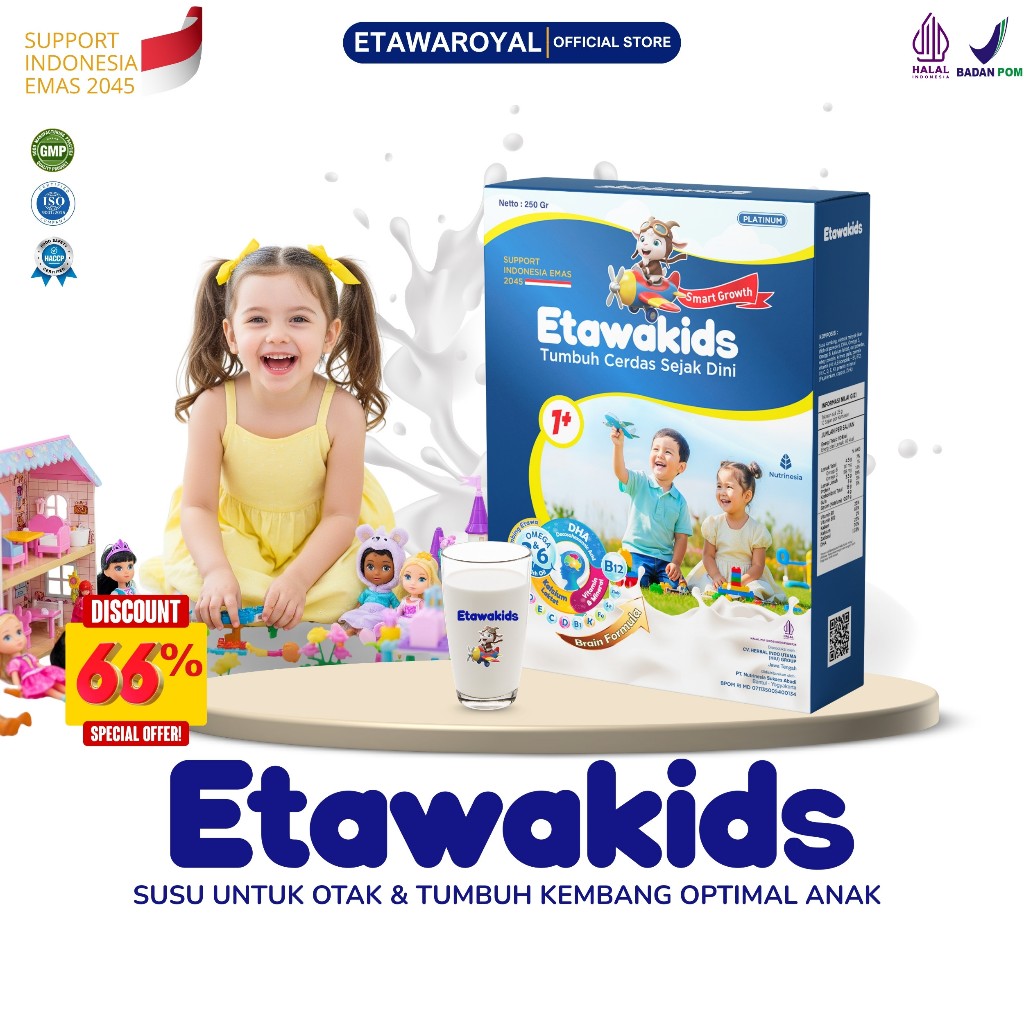 

Etawakids Platinum – Susu Etawa Anak untuk Mendukung Kecerdasan & Motorik Sejak Dini - Kemasan 250gr Paket 1 Box