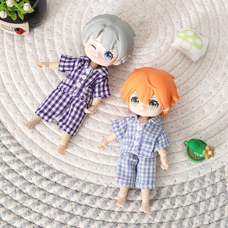Nendoroid Doll Clothes / YMY OB11 doll - Plaid Pajamas