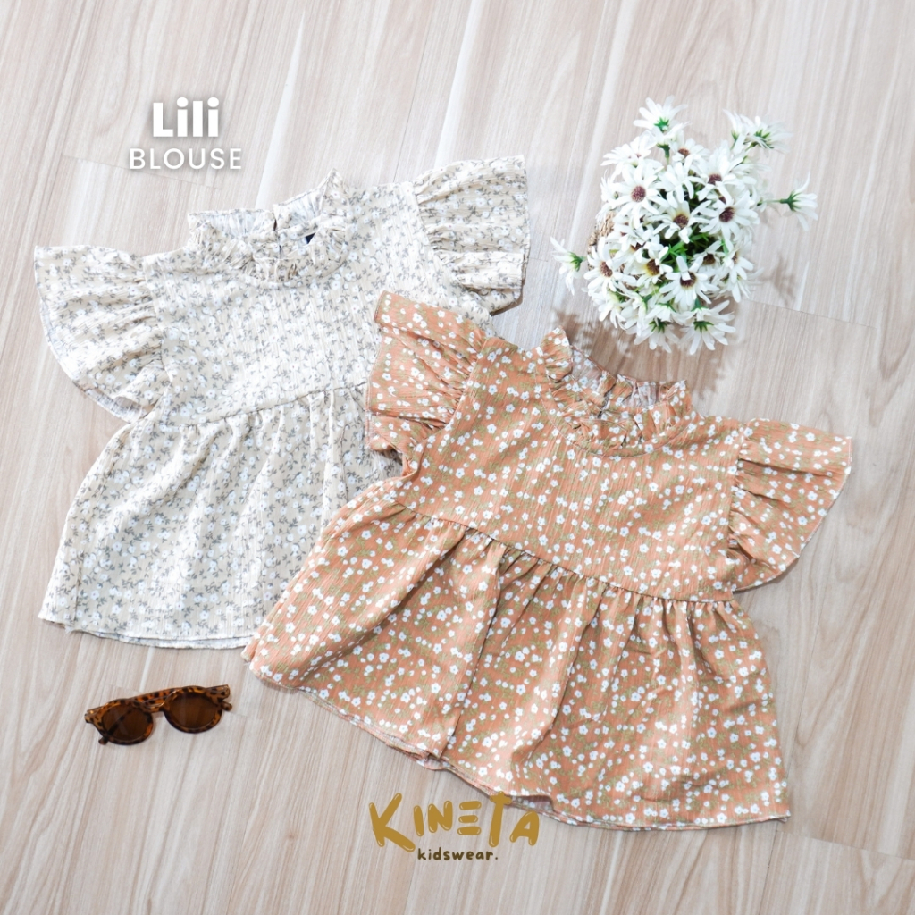 Kineta Kids - Lili Blouse / Blouse Anak Tangan Pendek / Atasan Anak Perempuan / Baju Anak Kekinian