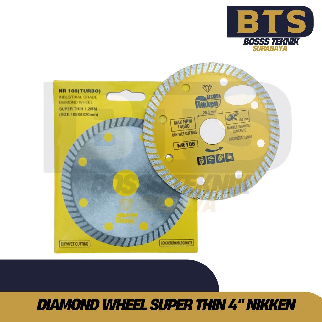 Diamond wheel superthin potong granit turbo Niken resibon 4"DIAMOND WHEEL TURBO NIKEN RESIBON 4 MATA
