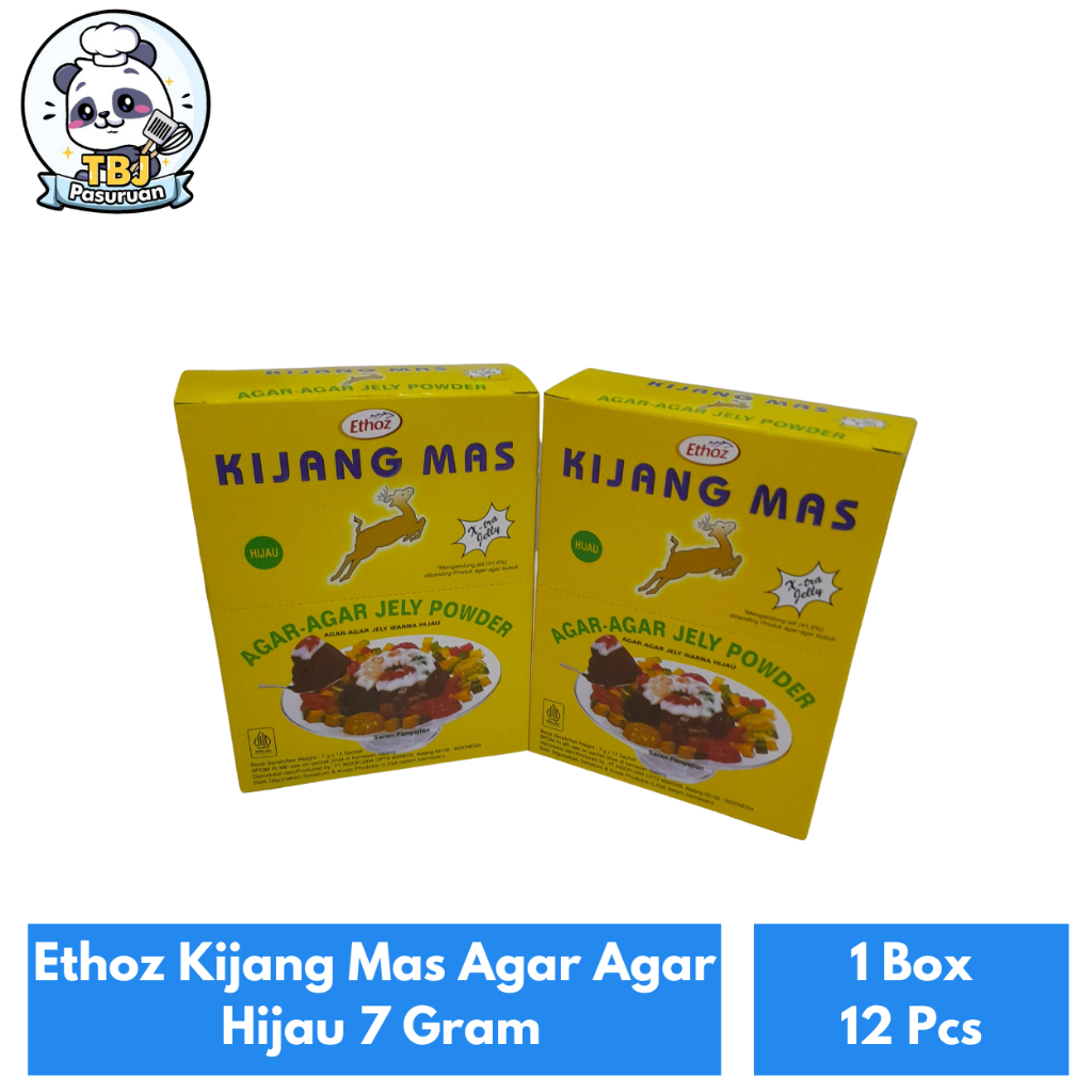 

Ethoz Kijang Mas Agar Agar Hijau 7 Gram Kemasan 1 Box Isi 12 Pcs