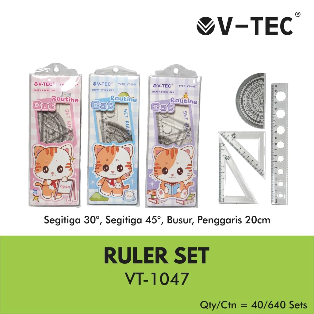 

V-TEC Ruler Set VT-1047 / Penggaris Set Karakter