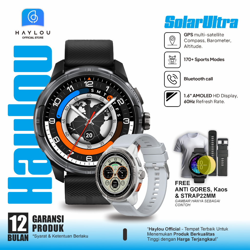 Haylou Solar Ultra SmartWatch 1.6" Amoled HD BTCALL GPS BUILT IN