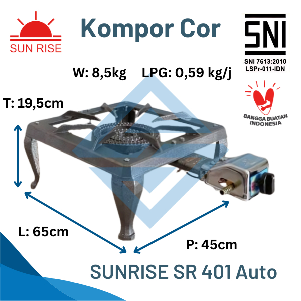 SUNRISE Kompor Cor / Kompor Api Seribu 1 Tungku SR-401 AUTO Tekanan Rendah