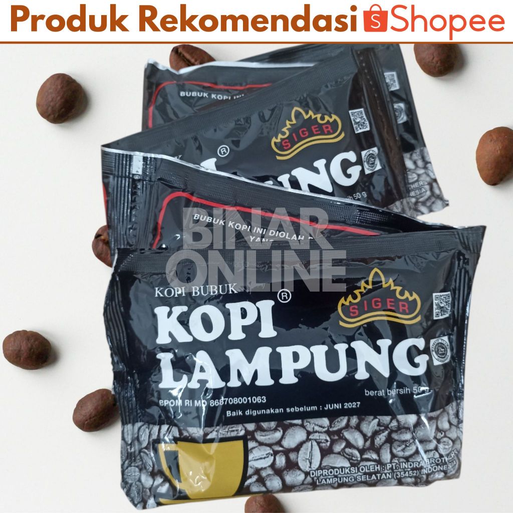 

Kopi Lampung Cap Siger Kopi Bubuk Asli Robusta Kemasan 50 gram Kopi Bubuk Original Robusta