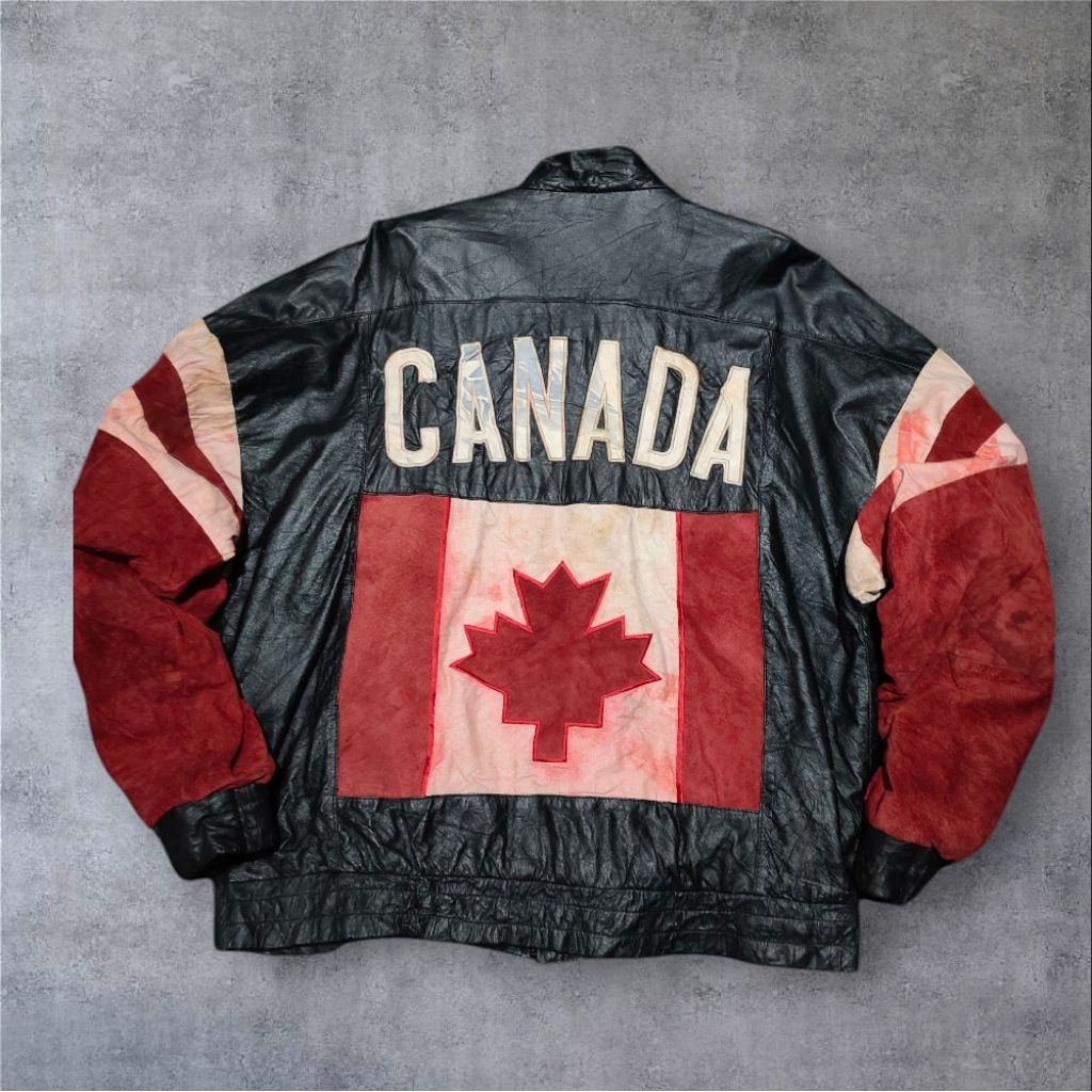 vintage varcity leather jacket boxy