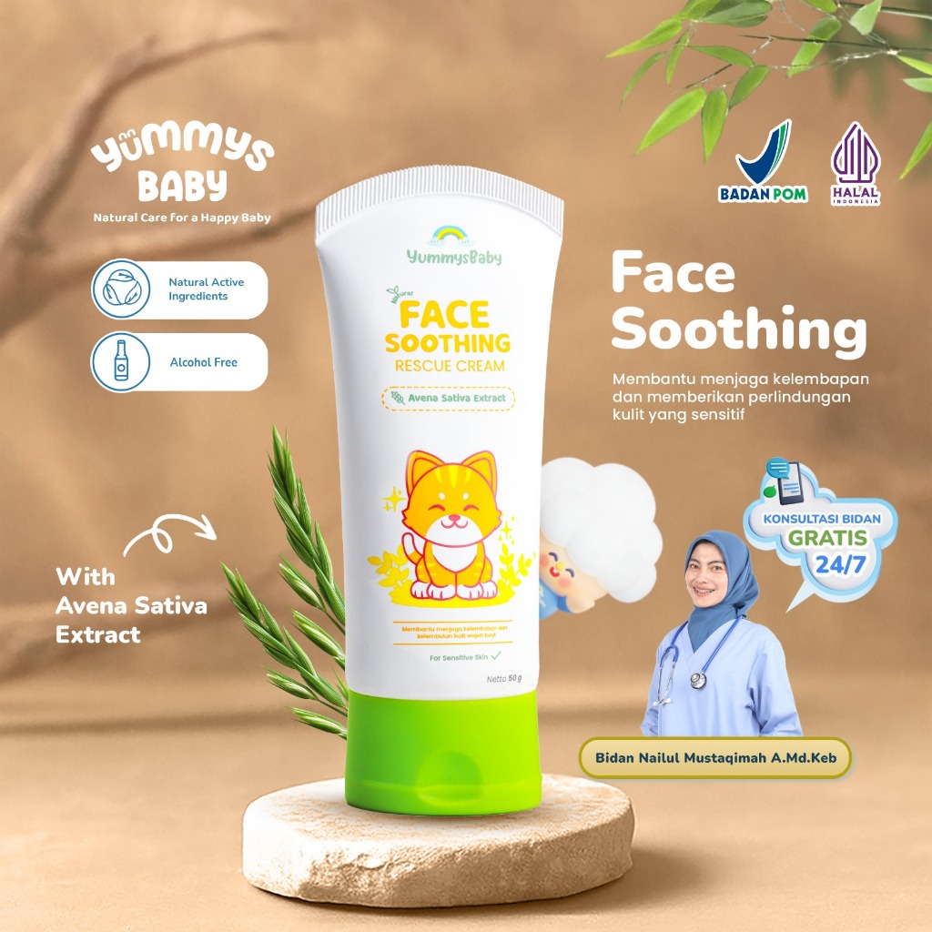 YummysBaby Face Soothing Cream SPF 20/PA++ | Perawatan Kulit Wajah Bayi Atasi Flek, Bruntusan, Ruam