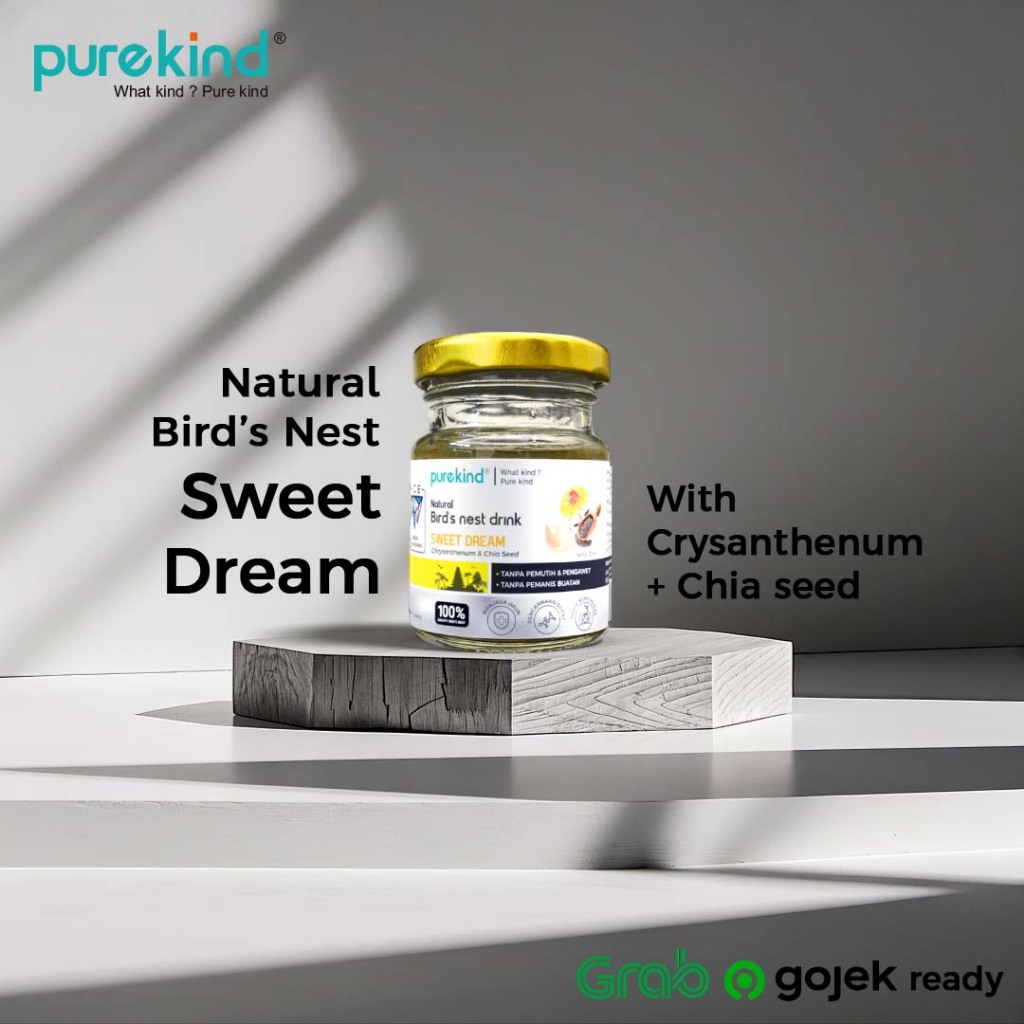 

Minuman Sarang Burung Walet Bird's Nest Drink Varian Sweet Dream dengan Tambahan Bunga Chrysanthenum dan Biji Chia