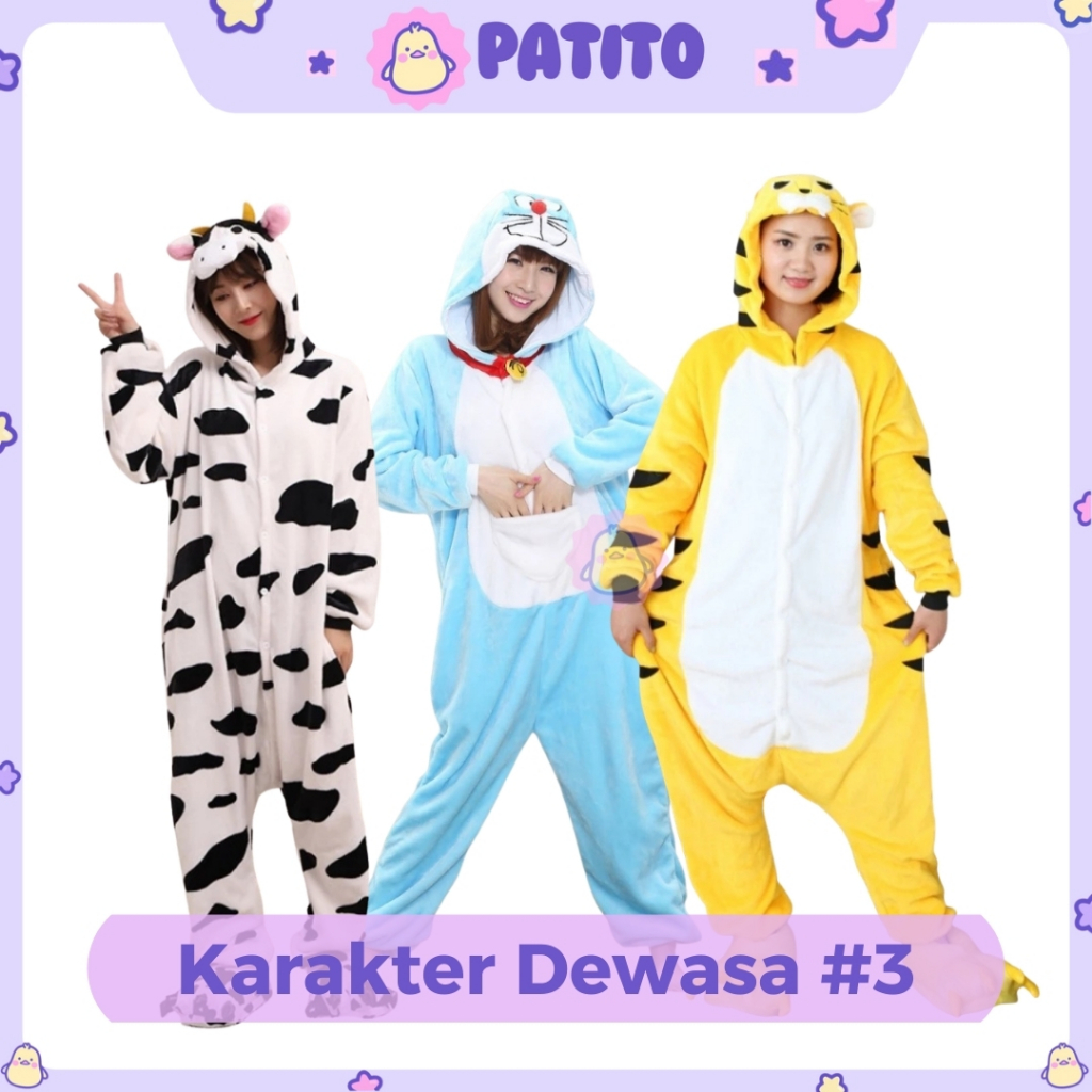 Onesie Kostum Dewasa Karakter 3 Piyama Baju Dewasa