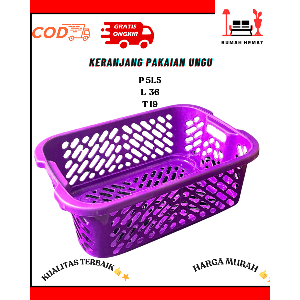 Keranjang Baju / Keranjang Laundry / Keranjang Pakaian / Keranjang Warna ungu Cantik / keranjang baj