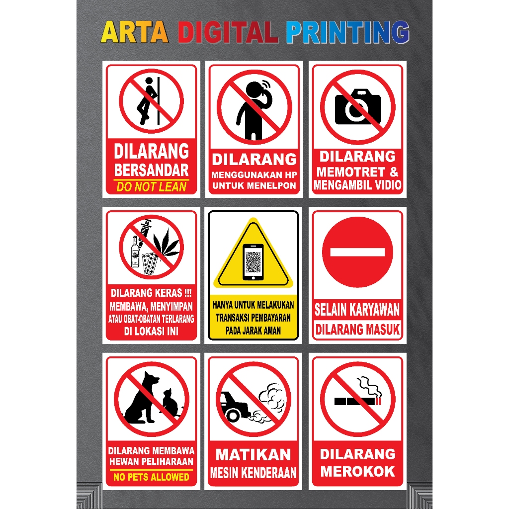 Stiker Tanda Dilarang/ Berjualan/ Memotret/ Merokok