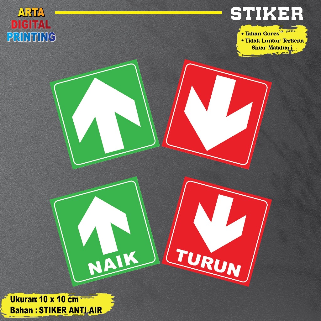 

Stiker Arah Panah ( 1SET = 2PC ) / Stiker Naik Turun / Stiker Petunjuk Arah