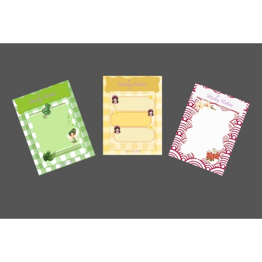 

Sticky Notes Karakter Full Colour Ukuran 7 x 9 cm isi 20 lembar