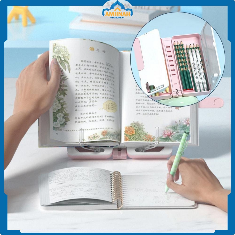 

Kotak Pensil Lipat 2IN1 Multifungsi dengan Tatakan Buku dan Papan Tulis Praktis / Tempat Penyimpanan Alat Tulis Anak Sekolah / Pencil Case Book Holder Import Amiinah Stationery A73